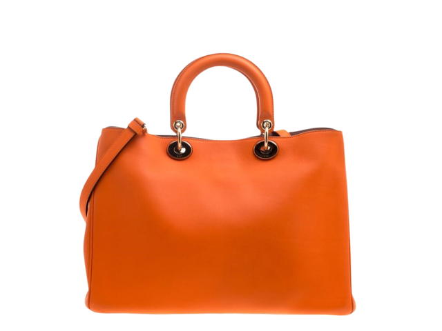 Dior Dior Large Diorissimo Shopper Tote In Leather With Gold Hardware Orange - view 2