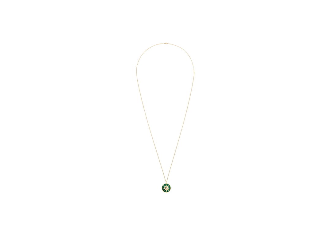 Dior Dior Large Rose Des Vents Medallion In Yellow Gold Diamond And Malachite Hardware Yellow Gold