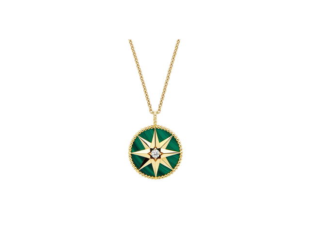 Dior Dior Large Rose Des Vents Medallion In Yellow Gold Diamond And Malachite Hardware Yellow Gold - view 4