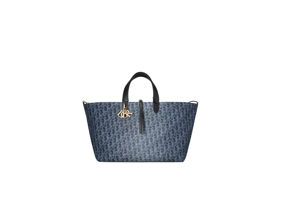 Dior Dior Large Toujours Bag In Blue Denim Dior Oblique Jacquard