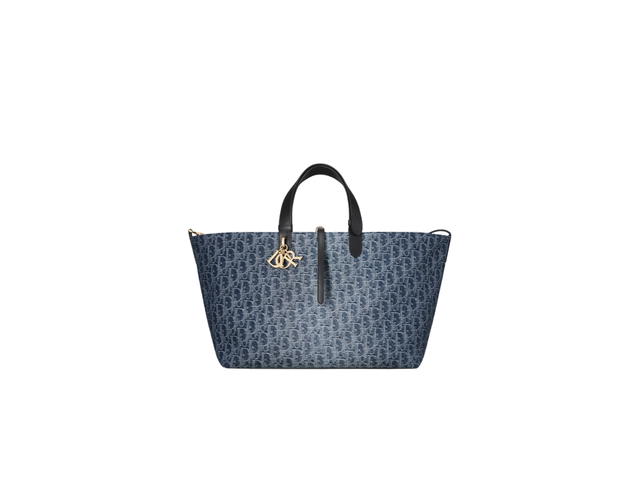 Dior Dior Large Toujours Bag In Blue Denim Dior Oblique Jacquard - view 1