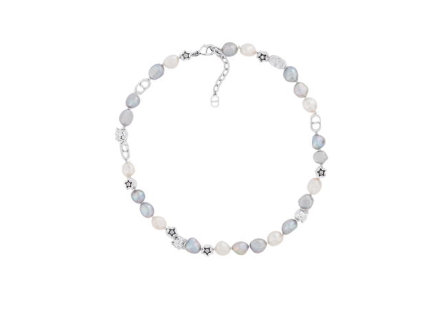 Dior Dior Lily Of The Valley Necklace In Silver-Finish Brass With Gray And White Freshwater Pearls - view 1