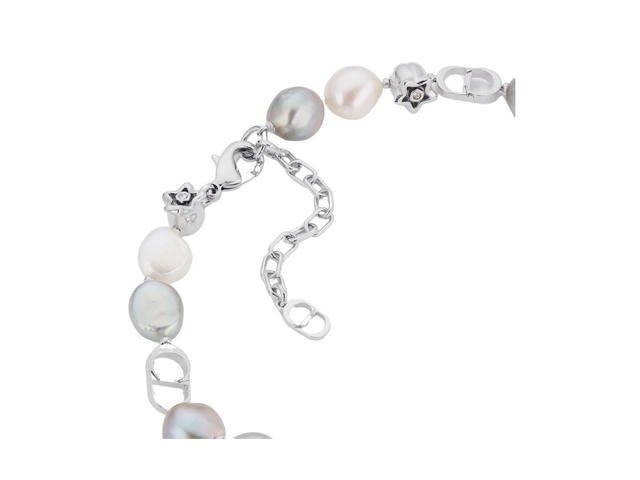 Dior Dior Lily Of The Valley Necklace In Silver-Finish Brass With Gray And White Freshwater Pearls - view 2