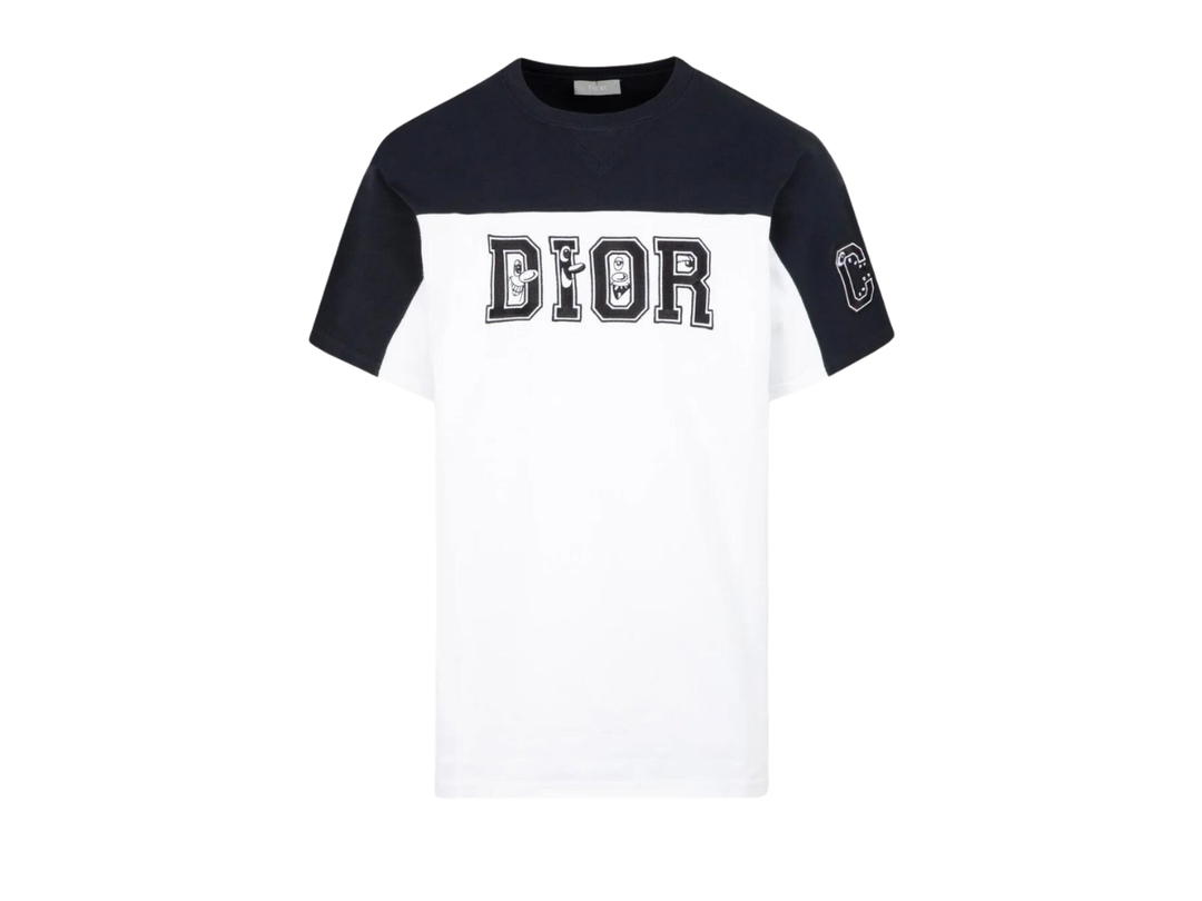 Dior Dior Logo Colorblock Round Neck Short Sleeve White T-Shirt