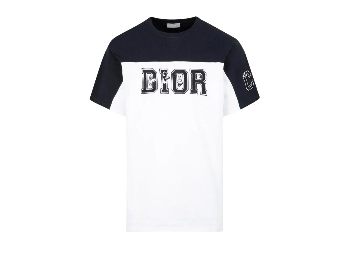 Dior Dior Logo Colorblock Round Neck Short Sleeve White T-Shirt