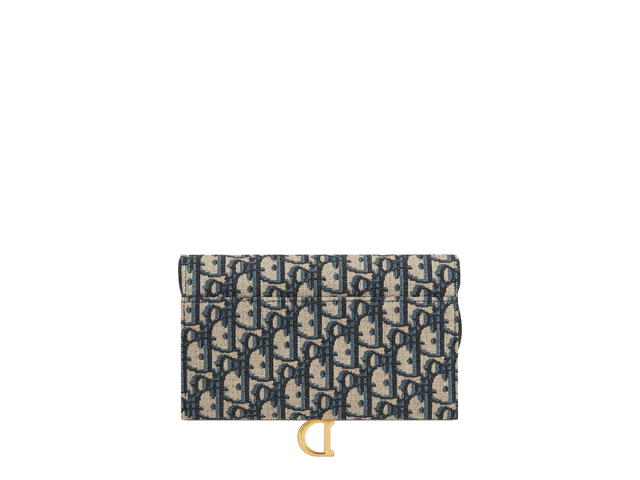 Dior Dior Long Saddle Wallet With Chain Blue Dior Oblique Jacquard - view 3