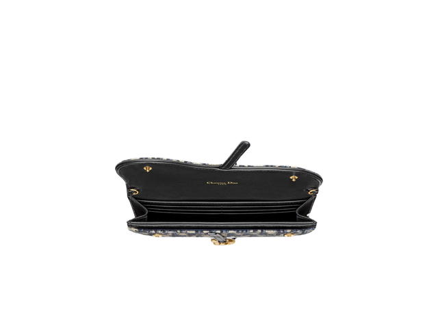 Dior Dior Long Saddle Wallet With Chain Blue Dior Oblique Jacquard - view 5