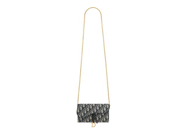 Dior Dior Long Saddle Wallet With Chain Blue Dior Oblique Jacquard - view 6