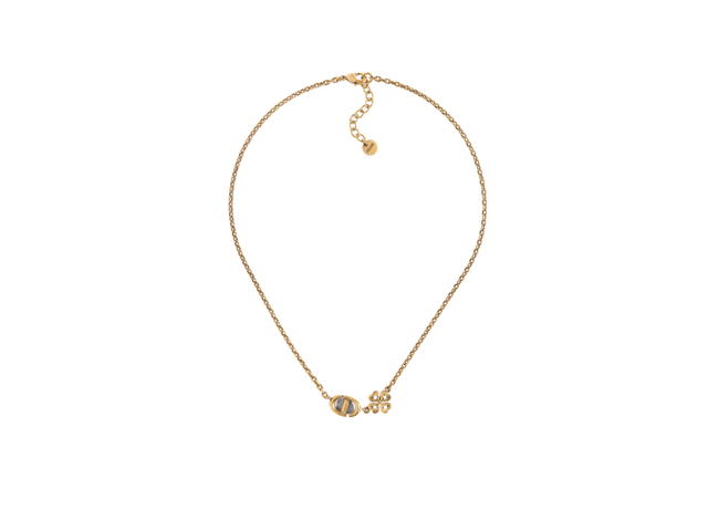 Dior Dior Lucky Charms Necklace In Antique Gold-Finish Metal And White Resin Pearls - view 1
