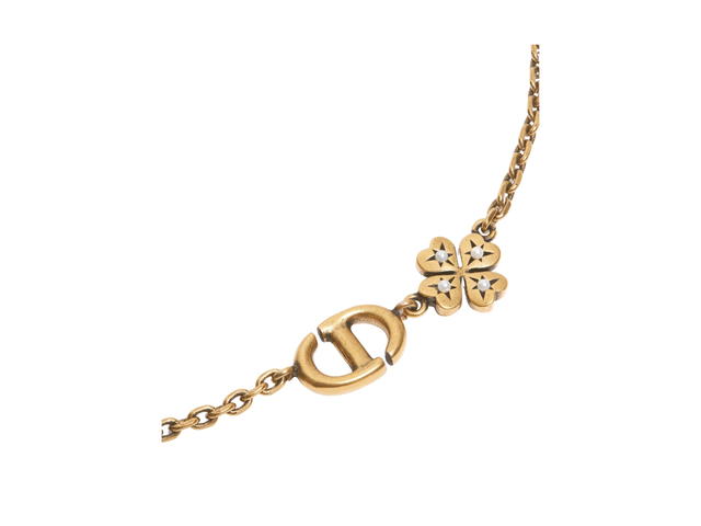 Dior Dior Lucky Charms Necklace In Antique Gold-Finish Metal And White Resin Pearls - view 2