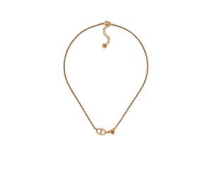 Dior Lucky Charms Necklace In Heart detailing Antique Gold-Finish Metal and Pink Crystal