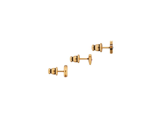 Dior Dior Lucky Charms Set of Stud Earrings In Star And Heart Detailing With Antique Gold-Finish Metal with Pink and Blue Crystals - view 3