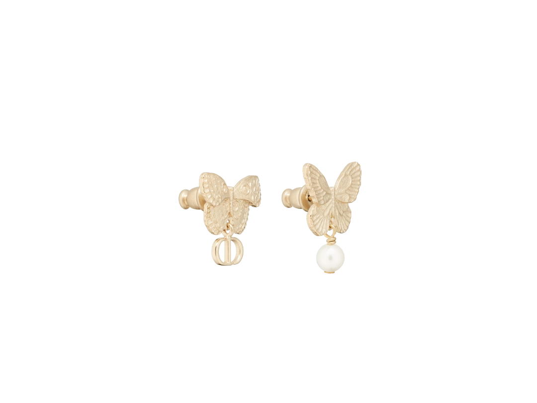 Dior Dior Métamorphose Earrings In Butterfly Detailing Gold-Finish Metal And White Resin Pearls
