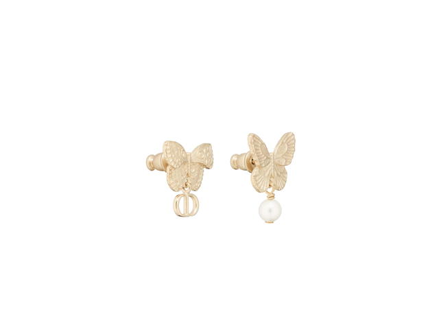 Dior Dior Métamorphose Earrings In Butterfly Detailing Gold-Finish Metal And White Resin Pearls - view 1