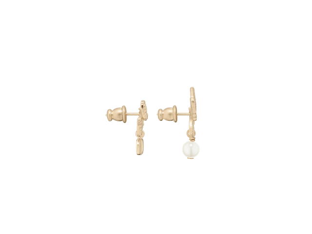 Dior Dior Métamorphose Earrings In Butterfly Detailing Gold-Finish Metal And White Resin Pearls - view 2