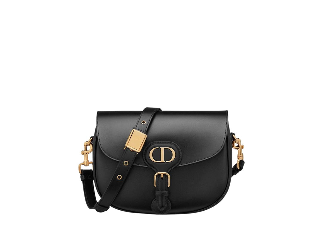 Dior Dior Medium Dior Bobby Bag In Black Box Calfskin With Gold-Finish Metal