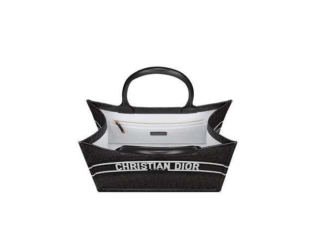 Dior Dior Medium Dior Book Tote In Black Perforated And Embossed Dior Oblique Calfskin - view 3
