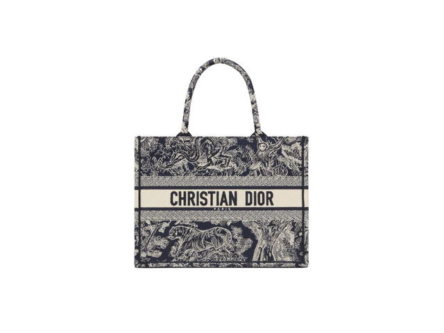 Dior Dior Medium Dior Book Tote In Blue And Ecru Toile De Jouy Reverse Embroidery - view 1