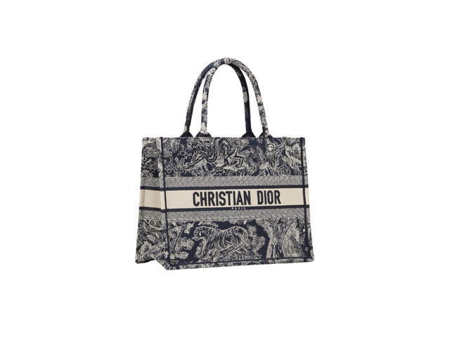 Dior Dior Medium Dior Book Tote In Blue And Ecru Toile De Jouy Reverse Embroidery - view 2