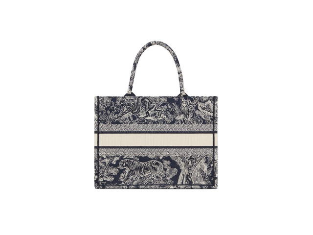 Dior Dior Medium Dior Book Tote In Blue And Ecru Toile De Jouy Reverse Embroidery - view 3