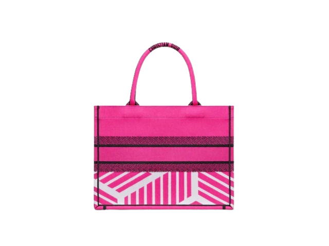 Dior Dior Medium Dior Book Tote In Bright Blue And Pink D-Jungle Pop Embroidery - view 2