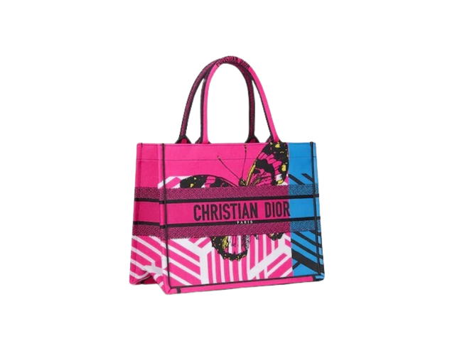 Dior Dior Medium Dior Book Tote In Bright Blue And Pink D-Jungle Pop Embroidery - view 3