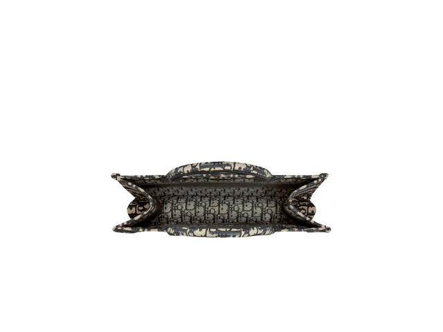 Dior Dior Medium Dior Book Tote In Ecru and Blue Dior Oblique Embroidery - view 3