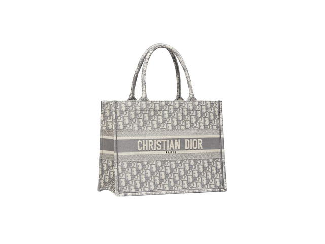 Dior Dior Medium Dior Book Tote In Ecru And Gray Dior Oblique Embroidery - view 2