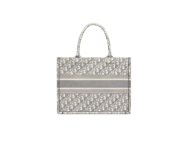 Dior Dior Medium Dior Book Tote In Ecru And Gray Dior Oblique Embroidery - view 3