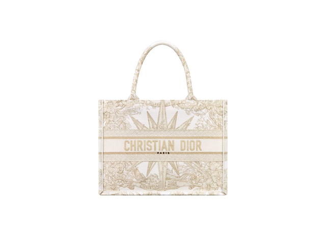 Dior Dior Medium Dior Book Tote In White Rêve D'infini Embroidery With Gold-Tone Metallic Thread - view 1