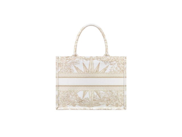 Dior Dior Medium Dior Book Tote In White Rêve D'infini Embroidery With Gold-Tone Metallic Thread - view 2