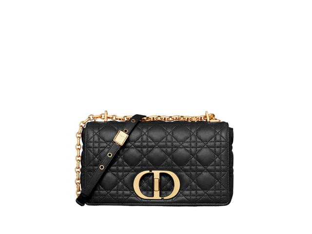 Dior Dior Medium Dior Caro Bag In Black Supple Cannage Calfskin With Christian Dior Military-Inspired Buckle - view 1