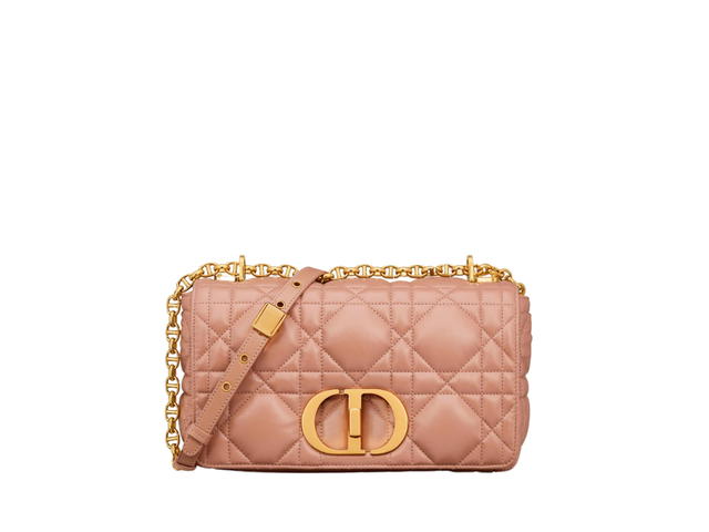 Dior Dior Medium Dior Caro Bag In Padded Macrocannage Calfskin With Gold-tone Hardware Rose Des Vents - view 1