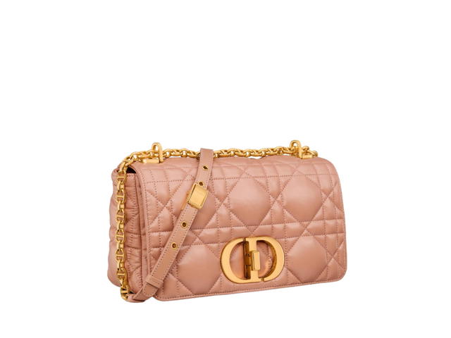 Dior Dior Medium Dior Caro Bag In Padded Macrocannage Calfskin With Gold-tone Hardware Rose Des Vents - view 3