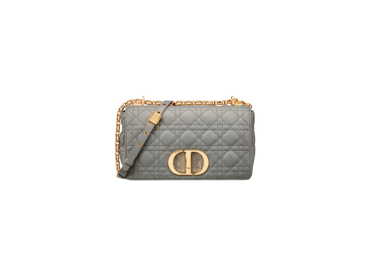 Dior Dior Medium Dior Caro Bag In Stone Gray Supple Cannage Calfskin