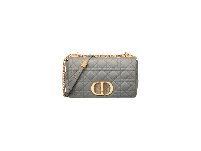 Dior Dior Medium Dior Caro Bag In Stone Gray Supple Cannage Calfskin - view 1