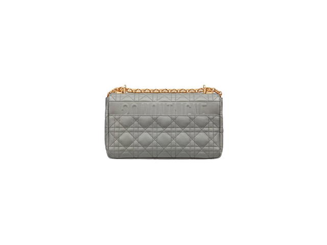 Dior Dior Medium Dior Caro Bag In Stone Gray Supple Cannage Calfskin - view 2