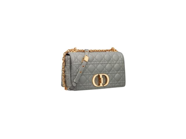 Dior Dior Medium Dior Caro Bag In Stone Gray Supple Cannage Calfskin - view 3
