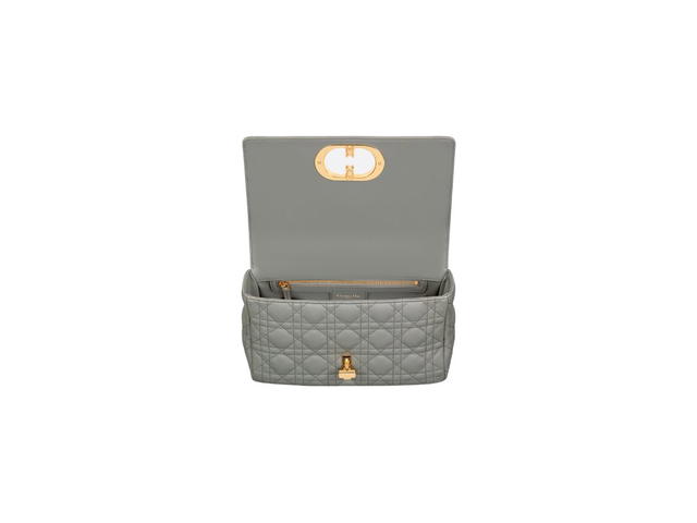Dior Dior Medium Dior Caro Bag In Stone Gray Supple Cannage Calfskin - view 4