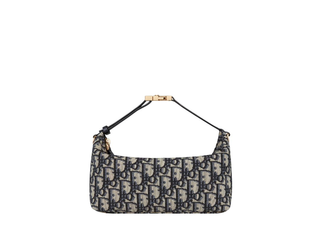 Dior Dior Medium Diortravel Nomad Pouch In Blue Dior Oblique Jacquard With Gold Metal