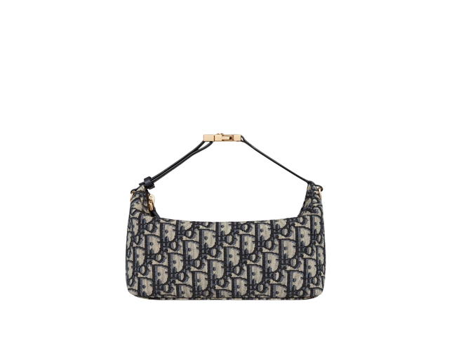 Dior Dior Medium Diortravel Nomad Pouch In Blue Dior Oblique Jacquard With Gold Metal - view 1