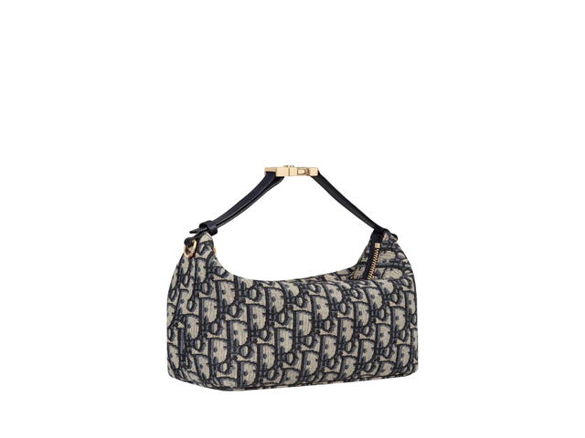 Dior Dior Medium Diortravel Nomad Pouch In Blue Dior Oblique Jacquard With Gold Metal - view 2