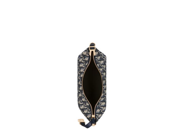 Dior Dior Medium Diortravel Nomad Pouch In Blue Dior Oblique Jacquard With Gold Metal - view 3