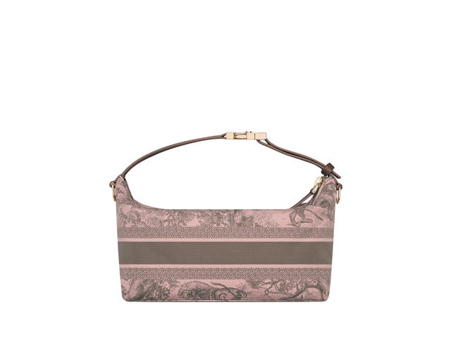 Dior Dior Medium Diortravel Nomad Pouch In Gray and Pink Technical Fabric with Toile de Jouy Sauvage Motif Gold Finish Metal - view 2