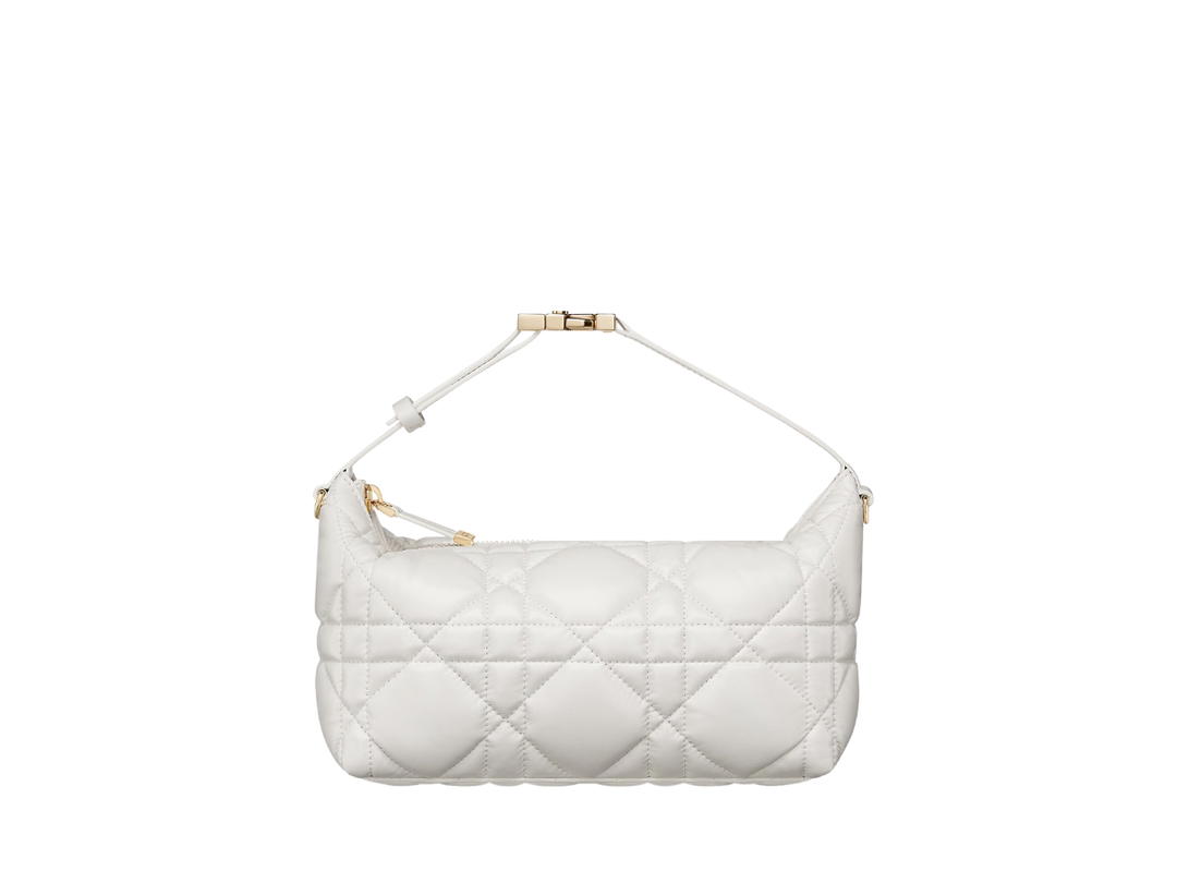Dior Dior Medium Diortravel Nomad Pouch In Latte Macrocannage Calfskin With Gold Metal