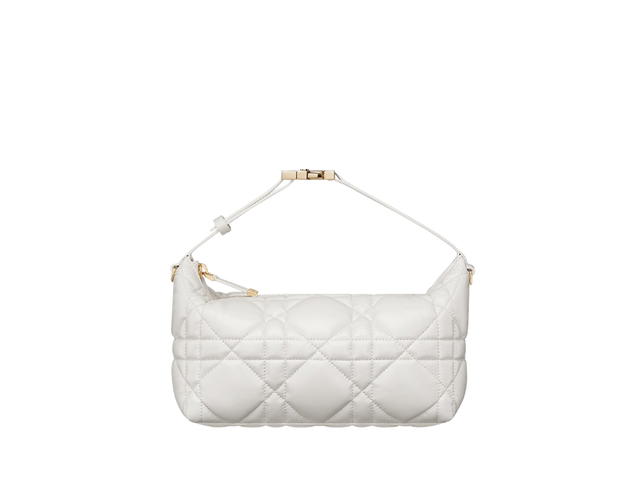 Dior Dior Medium Diortravel Nomad Pouch In Latte Macrocannage Calfskin With Gold Metal - view 1