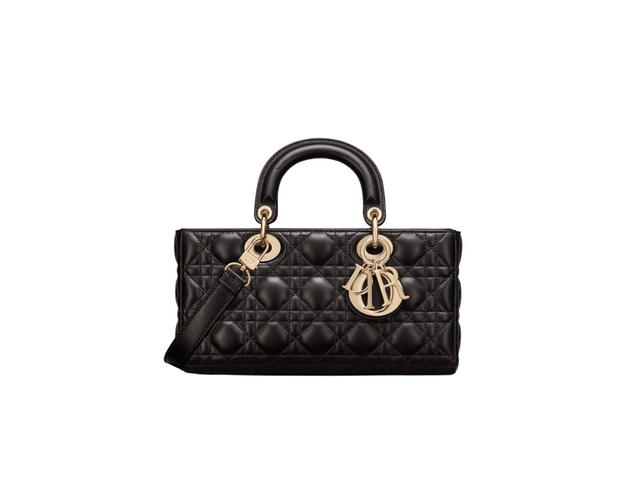 Dior Dior Medium Lady D-Joy Bag In Black Cannage Lambskin With Pale Gold-Finish Metal - view 1