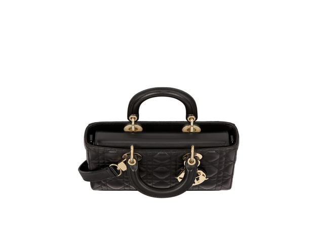Dior Dior Medium Lady D-Joy Bag In Black Cannage Lambskin With Pale Gold-Finish Metal - view 2