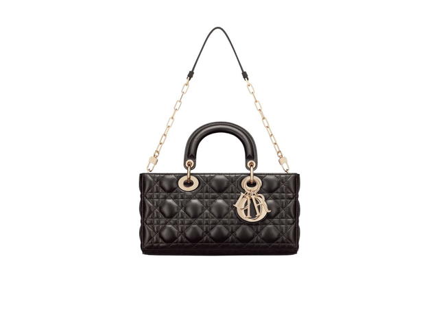 Dior Dior Medium Lady D-Joy Bag In Black Cannage Lambskin With Pale Gold-Finish Metal - view 3