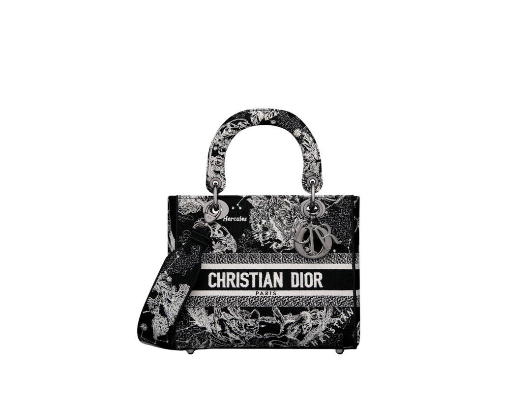 Dior Dior Medium Lady D-Lite Bag Black Toile De Jouy Zodiac Embroidery